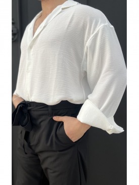 Beyaz Aerobin Kumaş Gömlek
